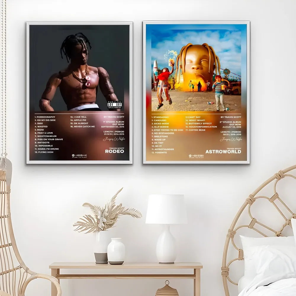 T-Travis S-Scott RodeoAstroworld Album Poster Sticky Wall Art Printing Waterproof Home Living Bed Room Bar Aesthetic Decor - Travis Scott Merchandise - Free Shipping Buy Now