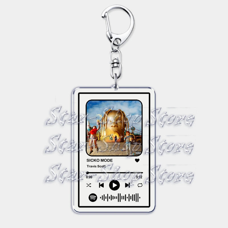 Hot Hip Hop Rap Singer Music Keychains for Women Man Accessories Bag Goosebumps Playlist Code Keying Jewelry Fans Friends Gift - Travis Scott Merchandise - Free Shipping Buy Now