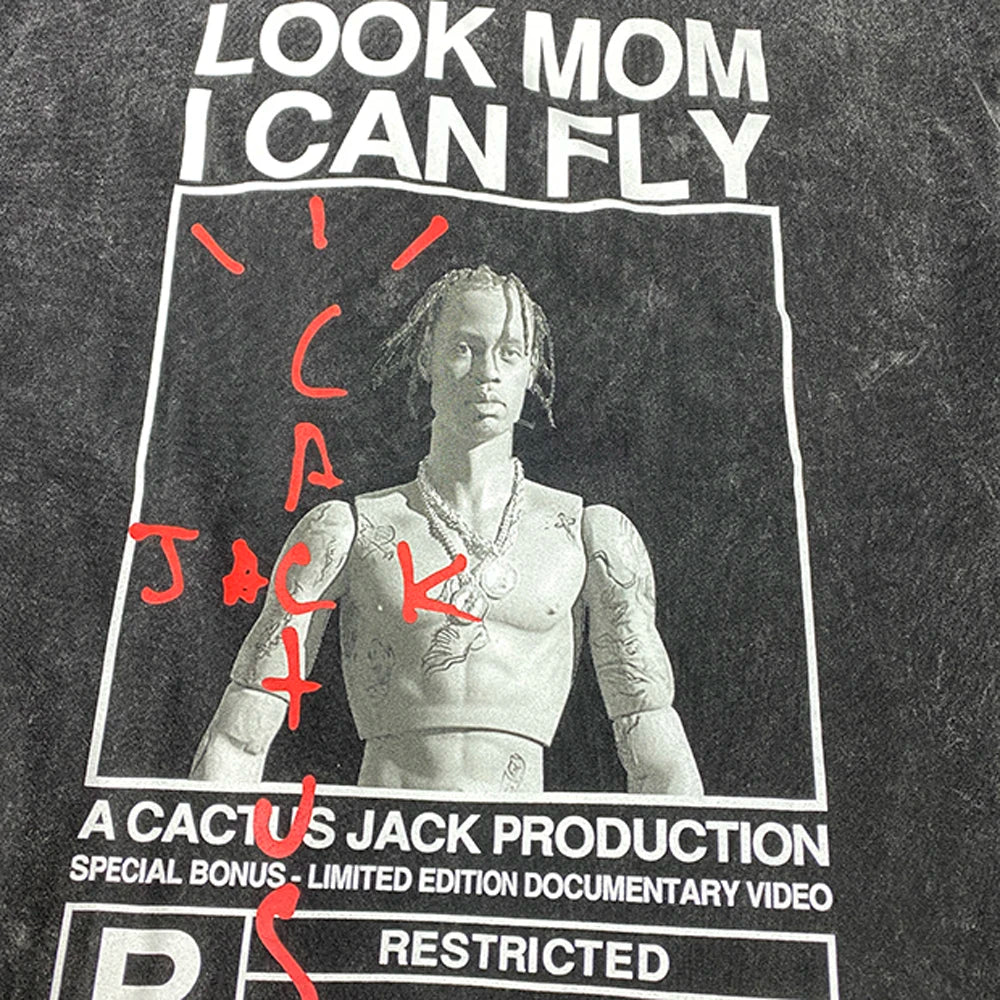 2025 Men CACTUS JACK T Shirts Drop-shoulder sleeve T-Shirt Hip Hop Skateboard Street 100% Cotton T-Shirts 230G Tee Top - Travis Scott Merchandise - Free Shipping Buy Now