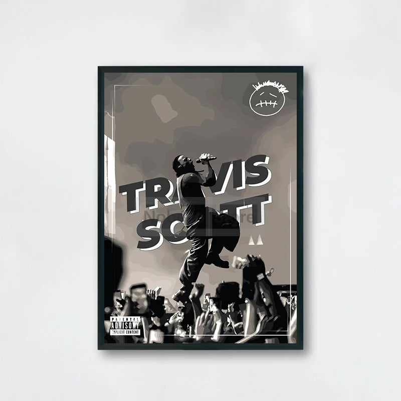 Popular American Rapper Singer Travis Scott Posters Stylized Portrait Prints Canvas Painting Wall Art Pictures Home Room Decor - Travis Scott Merchandise - Free Shipping Buy Now