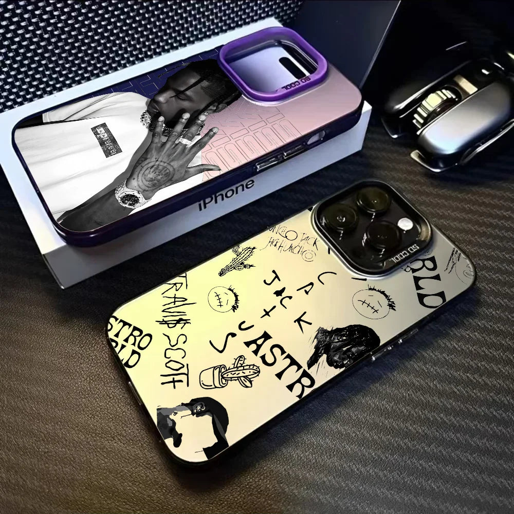 Travis S-Scott Rapper Singer Phone Case For IPhone 16 15 14 13 12 11 Pro Max Multicolor Laser Black Matte Metallic Aurora Funda - Travis Scott Merchandise - Free Shipping Buy Now