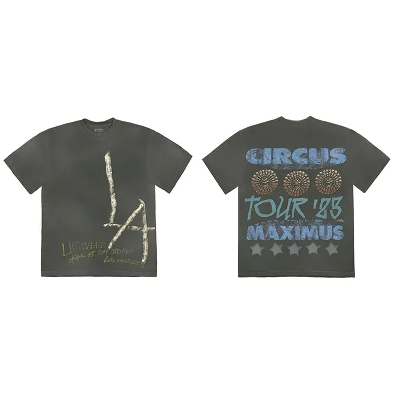 CACTUS JACK Short Sleeve T-shirt Loose Casual Crewneck Men Women Top Tees UTOPIA T Shirt - Travis Scott Merchandise - Free Shipping Buy Now