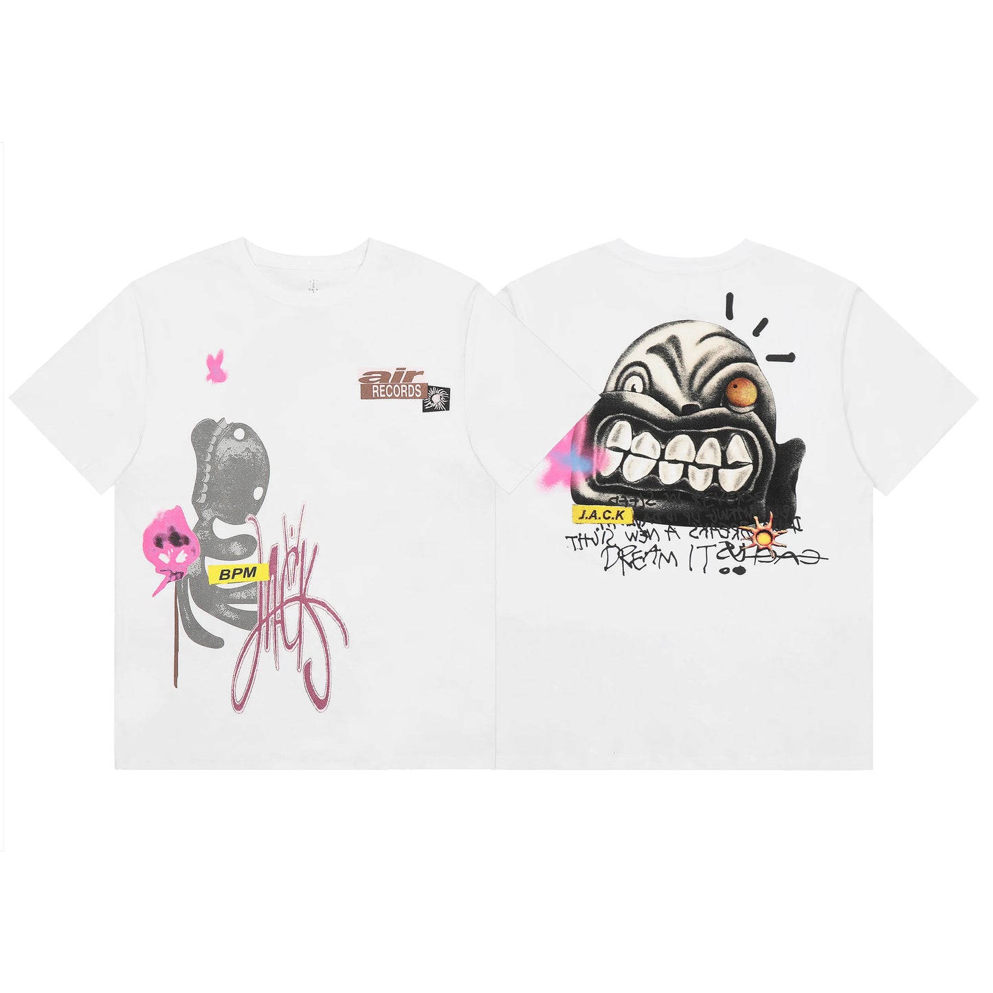High Street Flame Person Cactus Jack Short Sleeve Summer Tees for Men and Women Crew Neck Harajuku Vintage Cotton Tshirts - Travis Scott Merchandise - Free Shipping Buy Now