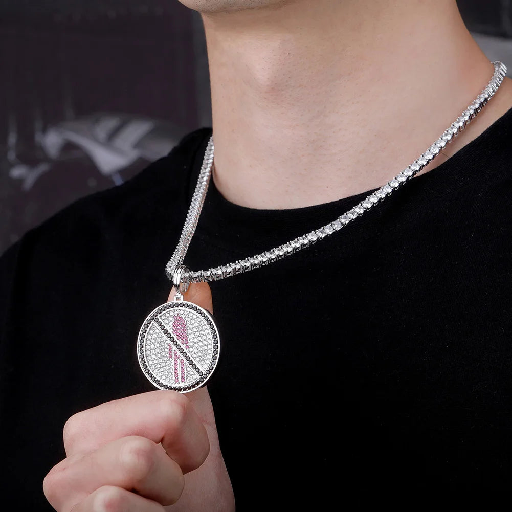 TOPGRILLZ New Travis Scott Brand Logo Pendant Necklace Ice Out Cubic Zirconia Pendant With 4mm Tennis Chain Hip Hop Jewelry Gift - Travis Scott Merchandise - Free Shipping Buy Now