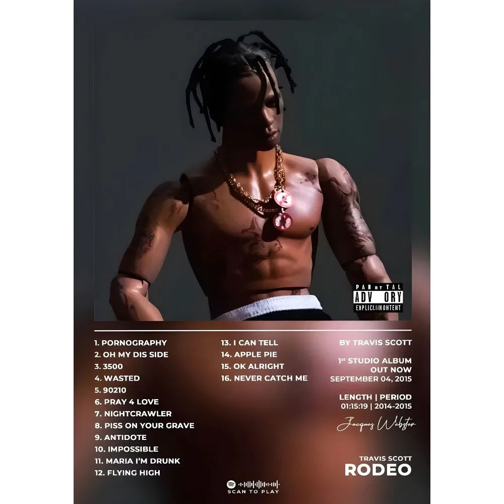 T-Travis S-Scott RodeoAstroworld Album Poster Sticky Wall Art Printing Waterproof Home Living Bed Room Bar Aesthetic Decor - Travis Scott Merchandise - Free Shipping Buy Now