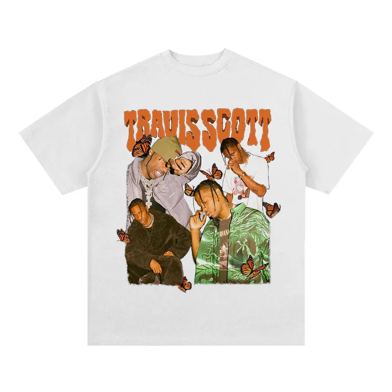 Hip hop rap 2PAC TRAVIS SCOTT 100% cotton T-shirt printing summer men's comfortable breathable streetwear - Travis Scott Merchandise - Free Shipping Buy Now
