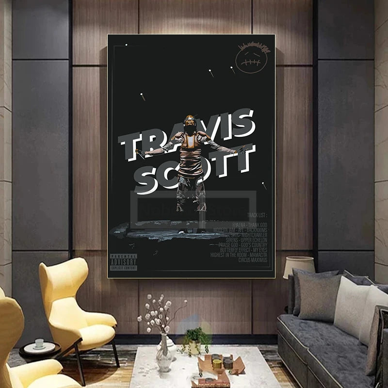 Popular American Rapper Singer Travis Scott Posters Stylized Portrait Prints Canvas Painting Wall Art Pictures Home Room Decor - Travis Scott Merchandise - Free Shipping Buy Now