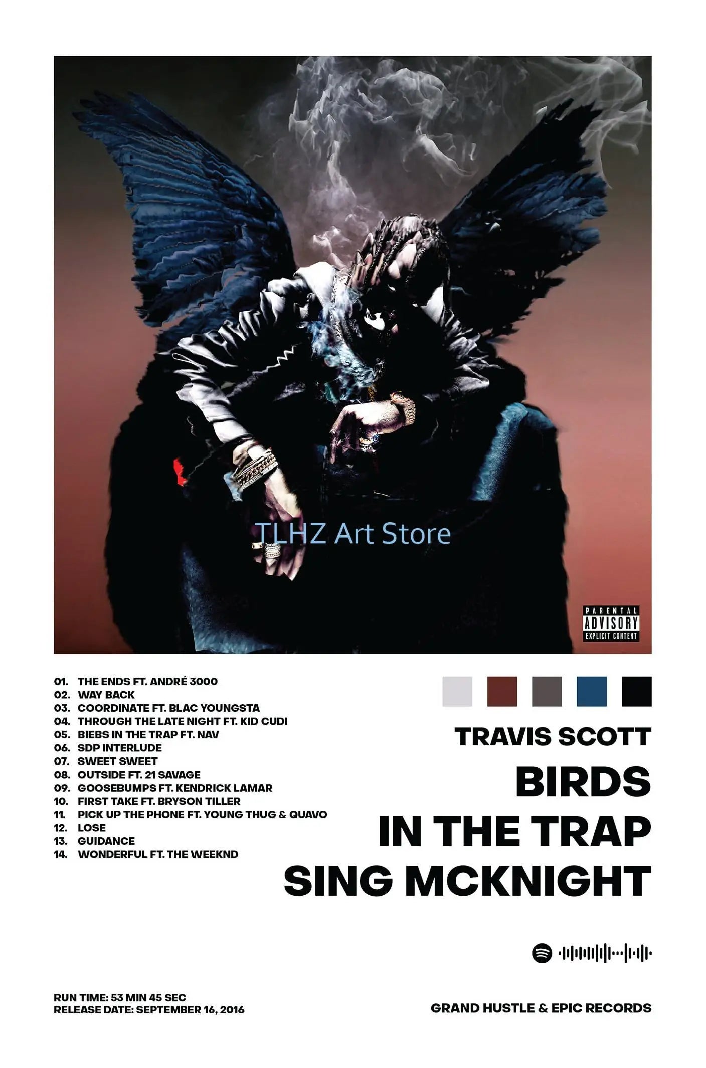 Travis-Scott Music Album Cover Singer Rapper Star Posters and Prints Canvas Printing Wall Art Picture for Living Room Decor Gift - Travis Scott Merchandise - Free Shipping Buy Now
