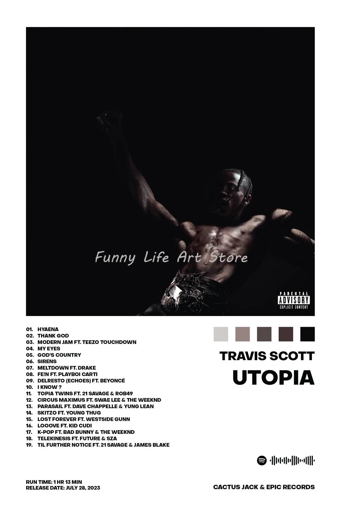 Rapper Travis-Scott Music Album Cover Singer Star Posters and Prints Canvas for Living Room Decor Gift Printing Wall Art Picture - Travis Scott Merchandise - Free Shipping Buy Now