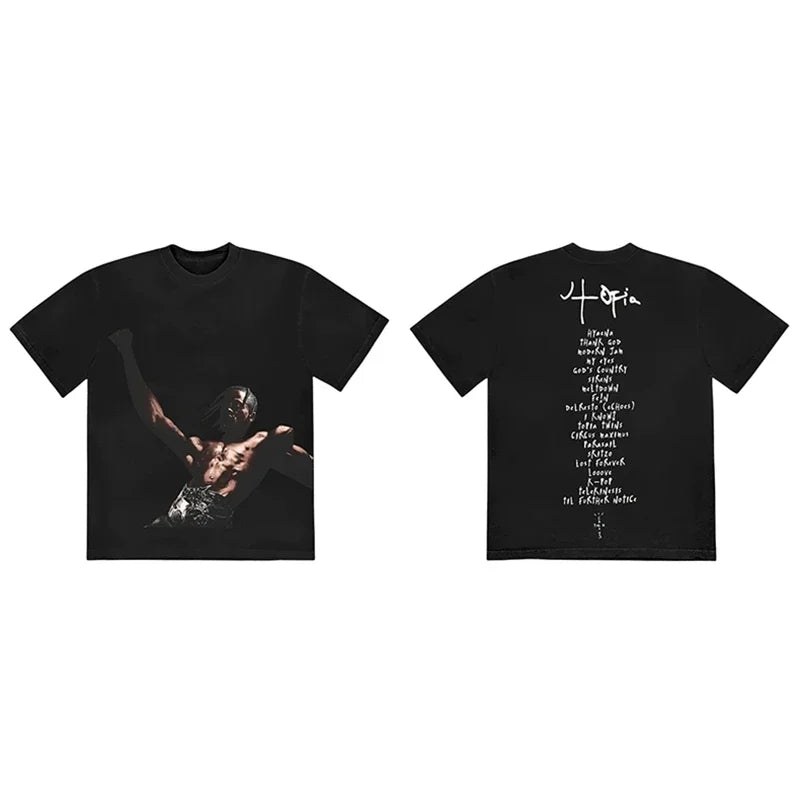 CACTUS JACK Short Sleeve T-shirt Loose Casual Crewneck Men Women Top Tees UTOPIA T Shirt - Travis Scott Merchandise - Free Shipping Buy Now