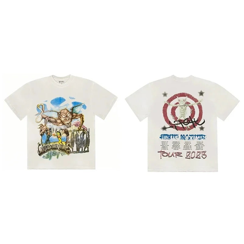 CACTUS JACK Short Sleeve T-shirt Loose Casual Crewneck Men Women Top Tees UTOPIA T Shirt - Travis Scott Merchandise - Free Shipping Buy Now