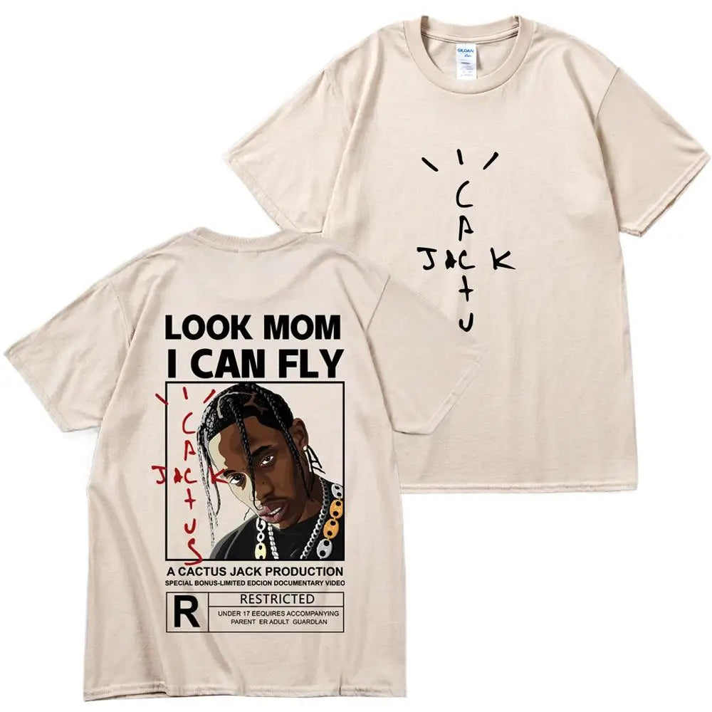 Kanye West Fashion Hip Hop Men Tshirt Tour Short Sleeve CACTUS JACK Print Basic Couple Loose Short Sleeve T-Shirt Cotton Clothes - Travis Scott Merchandise - Free Shipping Buy Now
