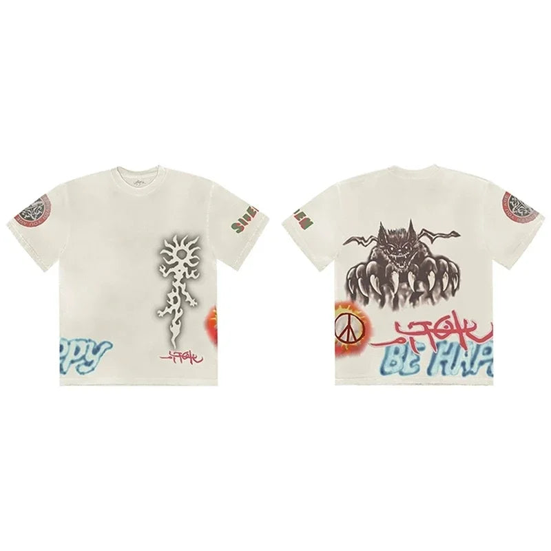 CACTUS JACK Short Sleeve T-shirt Loose Casual Crewneck Men Women Top Tees UTOPIA T Shirt - Travis Scott Merchandise - Free Shipping Buy Now