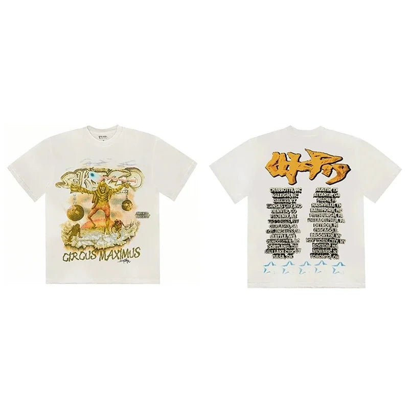 CACTUS JACK Short Sleeve T-shirt Loose Casual Crewneck Men Women Top Tees UTOPIA T Shirt - Travis Scott Merchandise - Free Shipping Buy Now