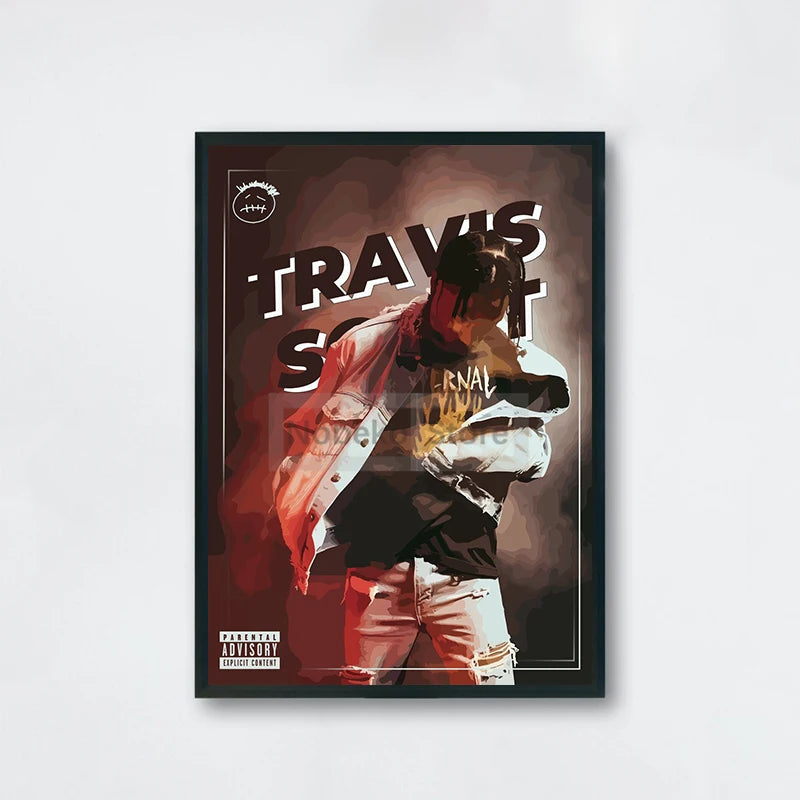 Popular American Rapper Singer Travis Scott Posters Stylized Portrait Prints Canvas Painting Wall Art Pictures Home Room Decor - Travis Scott Merchandise - Free Shipping Buy Now