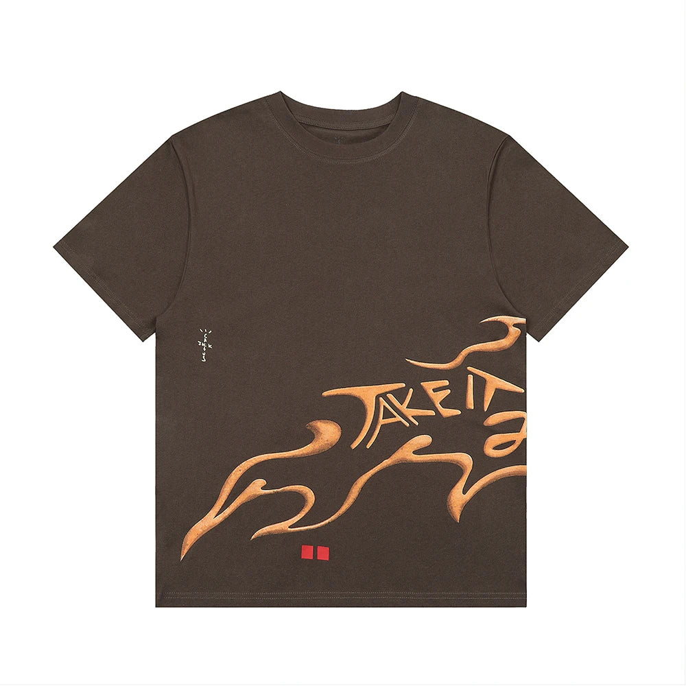 High Street Flame Person Cactus Jack Short Sleeve Summer Tees for Men and Women Crew Neck Harajuku Vintage Cotton Tshirts - Travis Scott Merchandise - Free Shipping Buy Now