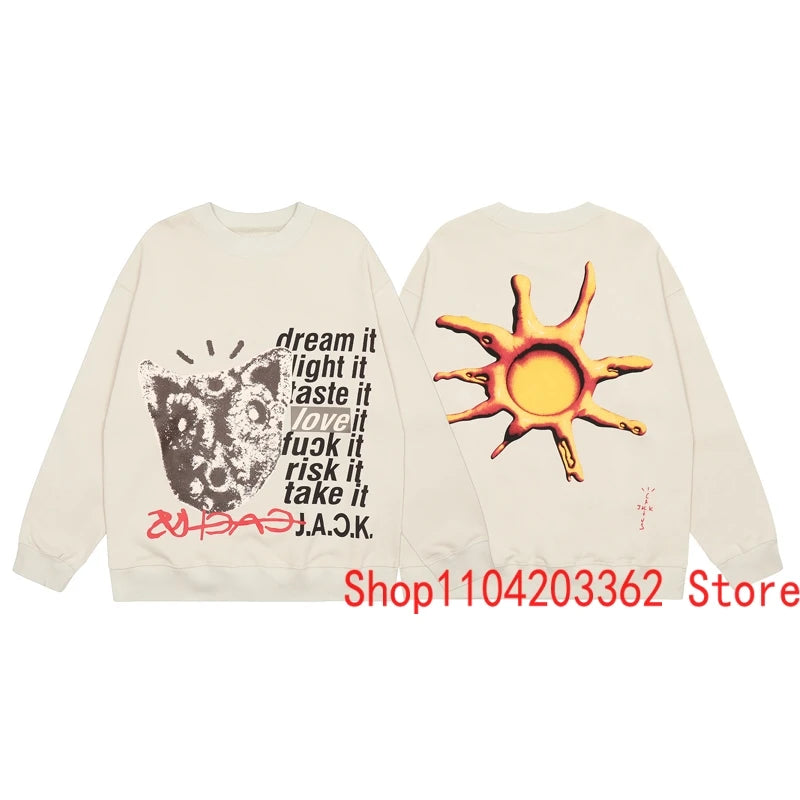 Cactus Jack Hoodie Spring Fashion New Half Zip Pullover Jacket Embroidery Badge Loose Casual UTOPIA Sweatshirt Men Women - Travis Scott Merchandise - Free Shipping Buy Now