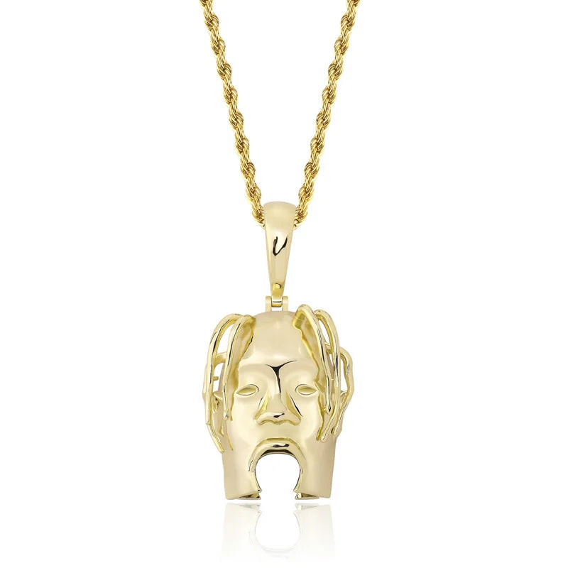 Hip Hop Travis ScottS Rapper Character Avatar Pendants Necklace for Men Rapper Jewelry with 24inch Stainless Steel chain