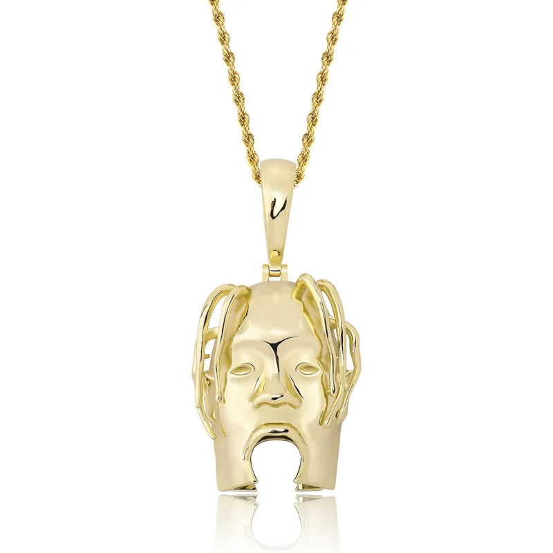 Hip Hop Travis ScottS Rapper Character Avatar Pendants Necklace for Men Rapper Jewelry with 24inch Stainless Steel chain