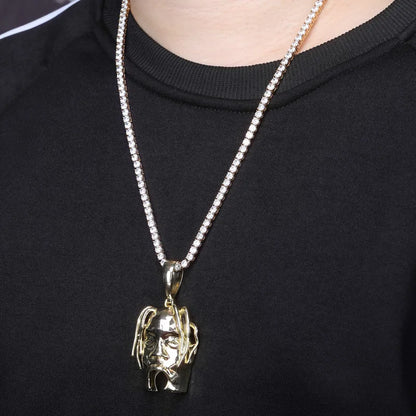 Hip Hop Travis ScottS Rapper Character Avatar Pendants Necklace for Men Rapper Jewelry with 24inch Stainless Steel chain