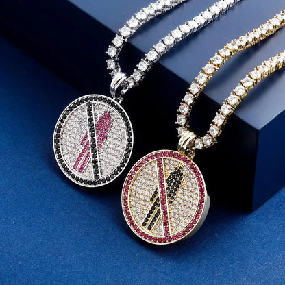 TOPGRILLZ New Travis Scott Brand Logo Pendant Necklace Ice Out Cubic Zirconia Pendant With 4mm Tennis Chain Hip Hop Jewelry Gift - Travis Scott Merchandise - Free Shipping Buy Now