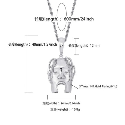 Hip Hop Travis ScottS Rapper Character Avatar Pendants Necklace for Men Rapper Jewelry with 24inch Stainless Steel chain