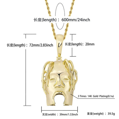 Hip Hop Travis ScottS Rapper Character Avatar Pendants Necklace for Men Rapper Jewelry with 24inch Stainless Steel chain