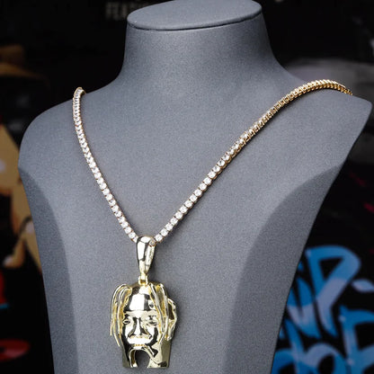 Hip Hop Travis ScottS Rapper Character Avatar Pendants Necklace for Men Rapper Jewelry with 24inch Stainless Steel chain