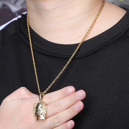 Hip Hop Travis ScottS Rapper Character Avatar Pendants Necklace for Men Rapper Jewelry with 24inch Stainless Steel chain