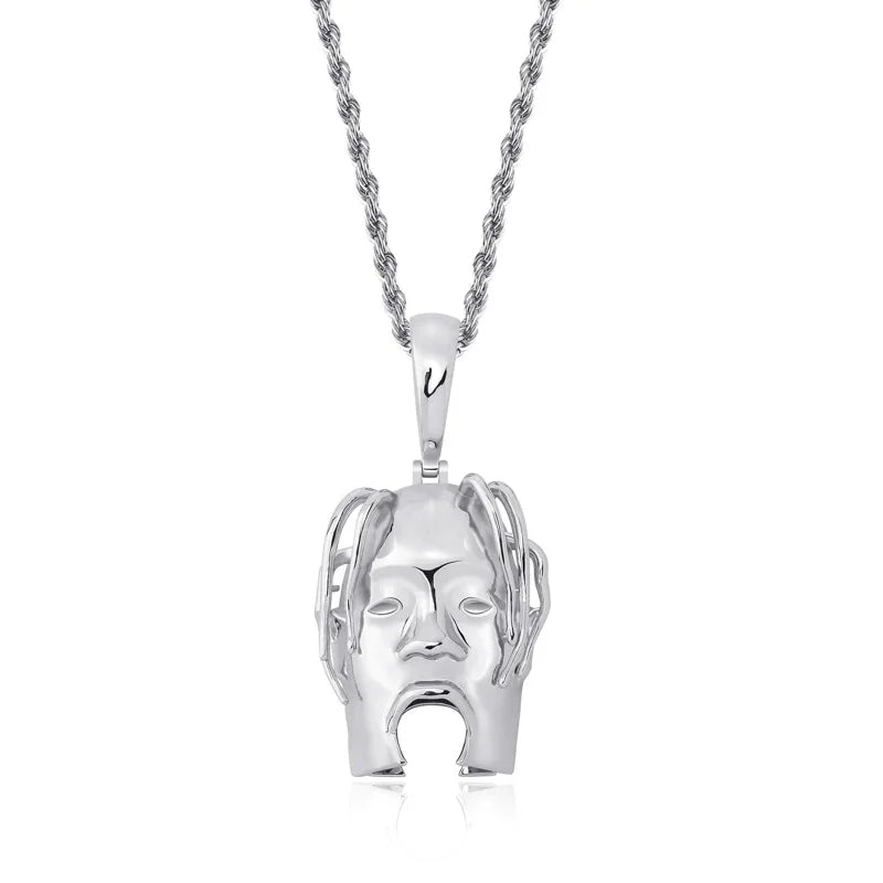 Hip Hop Travis ScottS Rapper Character Avatar Pendants Necklace for Men Rapper Jewelry with 24inch Stainless Steel chain