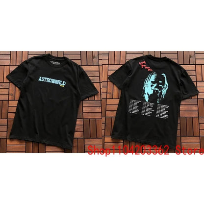 Street Men Women CACTUS JACK Short Sleeve T-shirt Summer Loose Casual Cartoon Print Crewneck Top Breathable Cotton UTOPIA Tshirt - Travis Scott Merchandise - Free Shipping Buy Now