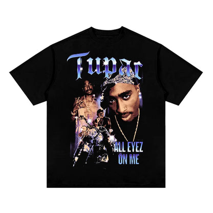 Hip hop rap 2PAC TRAVIS SCOTT personality printing summer men's 100% cotton T-shirt comfortable breathable streetwear - Travis Scott Merchandise - Free Shipping Buy Now