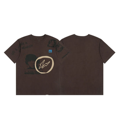 High Street Flame Person Cactus Jack Short Sleeve Summer Tees for Men and Women Crew Neck Harajuku Vintage Cotton Tshirts - Travis Scott Merchandise - Free Shipping Buy Now