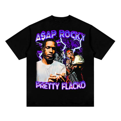 Hip hop rap 2PAC TRAVIS SCOTT personality printing summer men's 100% cotton T-shirt comfortable breathable streetwear - Travis Scott Merchandise - Free Shipping Buy Now