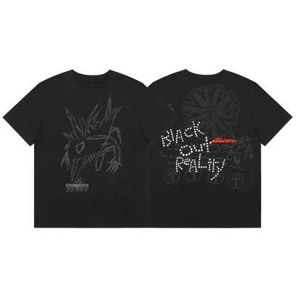 High Street Flame Person Cactus Jack Short Sleeve Summer Tees for Men and Women Crew Neck Harajuku Vintage Cotton Tshirts - Travis Scott Merchandise - Free Shipping Buy Now