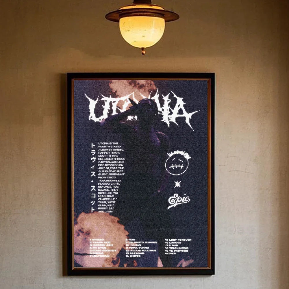 T-Travis Scott Astroworld Jackboys Music Album Poster art sticky wall waterproof home living room bedroom bar aesthetic decorati - Travis Scott Merchandise - Free Shipping Buy Now