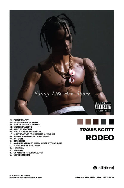 Rapper Travis-Scott Music Album Cover Singer Star Posters and Prints Canvas for Living Room Decor Gift Printing Wall Art Picture - Travis Scott Merchandise - Free Shipping Buy Now