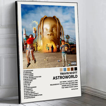 Music Album Covers Postert-travis Rapper S-scott Hiphop Singer Album Covers Canvas Painting Wall Art Picture Poster Room Decor - Travis Scott Merchandise - Free Shipping Buy Now