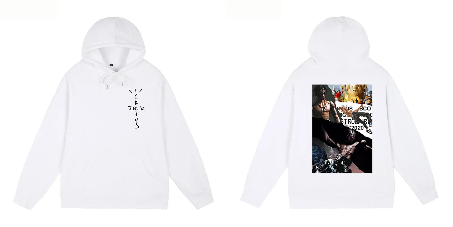 2024 New Fashion TRAVIS SCOTT Hoodie Splicing Album Cover Hip Hop Rap Fashion High Street Co-branded Hoodie for Men and Women
