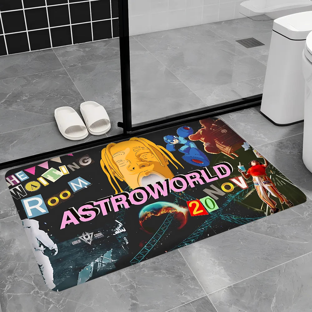 Travis Scott Astroworld Room Mats Anti-slip Absorb Water Long Strip Cushion Bedroon Mat Welcome Doormat - Travis Scott Merchandise - Free Shipping Buy Now