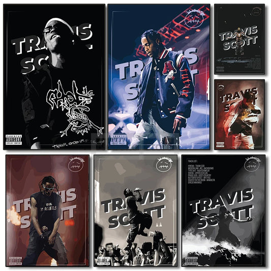 Popular American Rapper Singer Travis Scott Posters Stylized Portrait Prints Canvas Painting Wall Art Pictures Home Room Decor - Travis Scott Merchandise - Free Shipping Buy Now