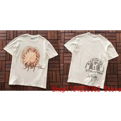 Street Men Women CACTUS JACK Short Sleeve T-shirt Summer Loose Casual Cartoon Print Crewneck Top Breathable Cotton UTOPIA Tshirt - Travis Scott Merchandise - Free Shipping Buy Now