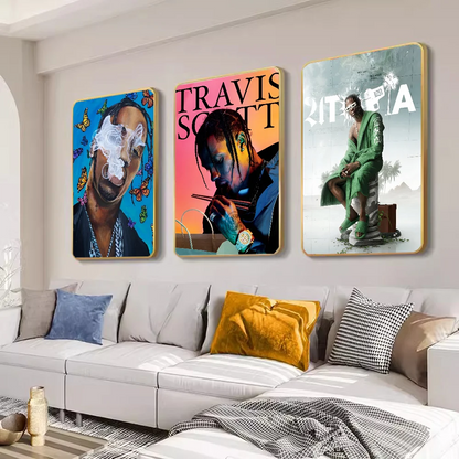 T-Travis S-Scott Utopia  Movie Sticky Posters Fancy Wall Sticker for Living Room Bar Decoration Vintage Decorative Painting - Travis Scott Merchandise - Free Shipping Buy Now