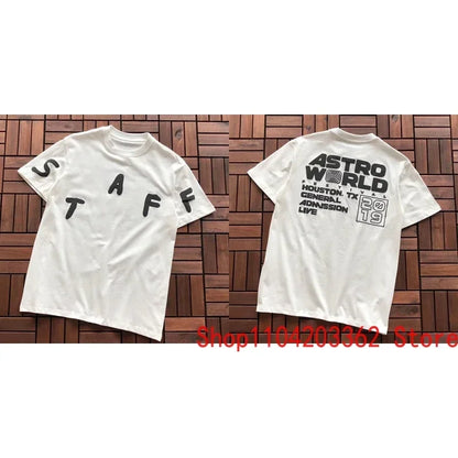 Street Men Women CACTUS JACK Short Sleeve T-shirt Summer Loose Casual Cartoon Print Crewneck Top Breathable Cotton UTOPIA Tshirt - Travis Scott Merchandise - Free Shipping Buy Now
