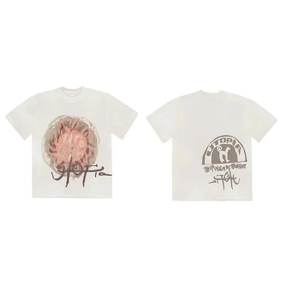 CACTUS JACK Short Sleeve T-shirt Loose Casual Crewneck Men Women Top Tees UTOPIA T Shirt - Travis Scott Merchandise - Free Shipping Buy Now