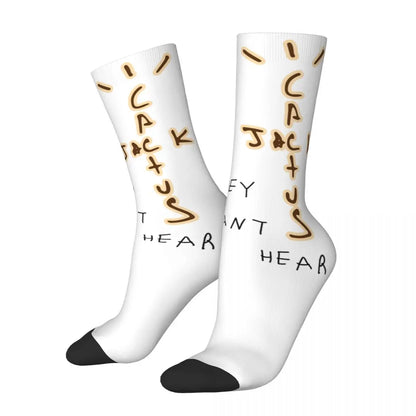 Funny Travis Scott Football Socks Polyester Middle Tube Socks for Women Men - Travis Scott Merchandise - Free Shipping Buy Now