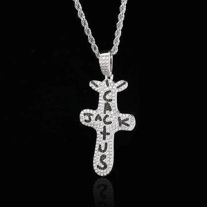 Hip Hop Singer Travis Scott With Cactus Jack Cross Zircon Pendant Necklace - Travis Scott Merchandise - Free Shipping Buy Now