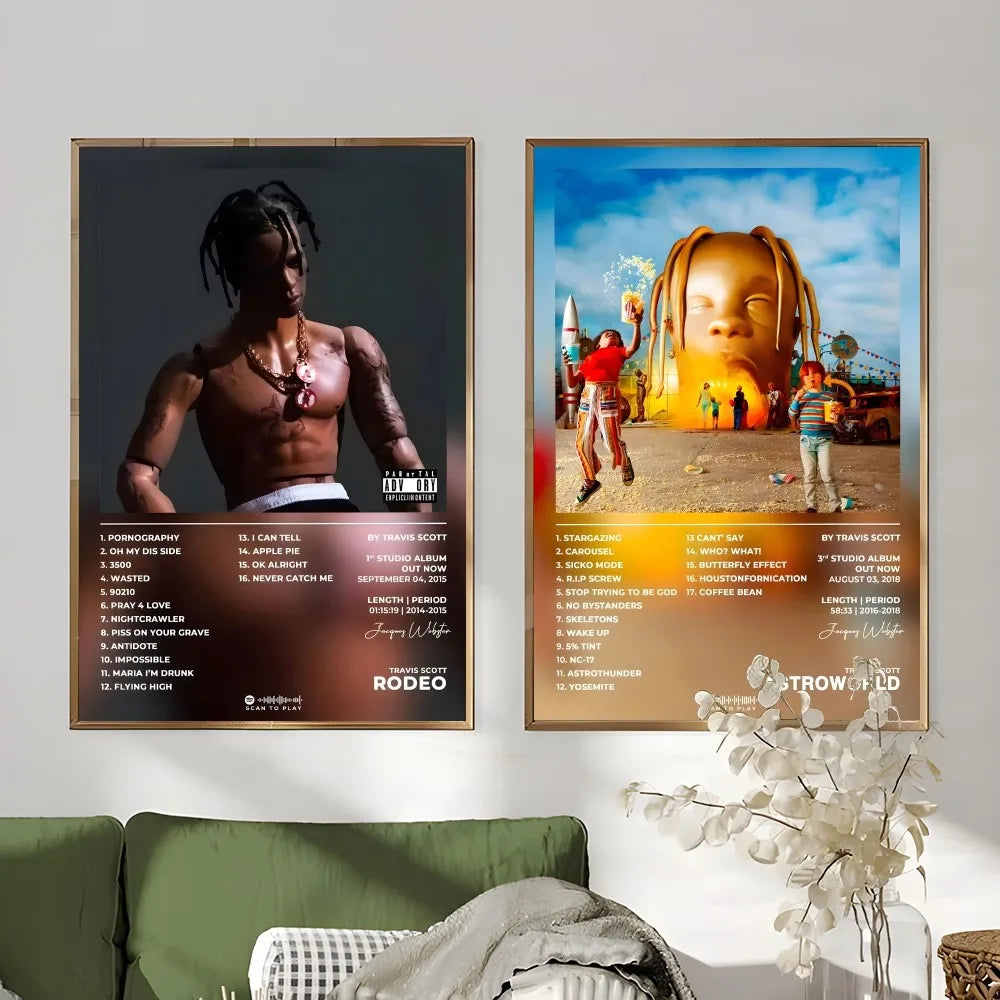 T-Travis S-Scott RodeoAstroworld Album Poster Sticky Wall Art Printing Waterproof Home Living Bed Room Bar Aesthetic Decor - Travis Scott Merchandise - Free Shipping Buy Now