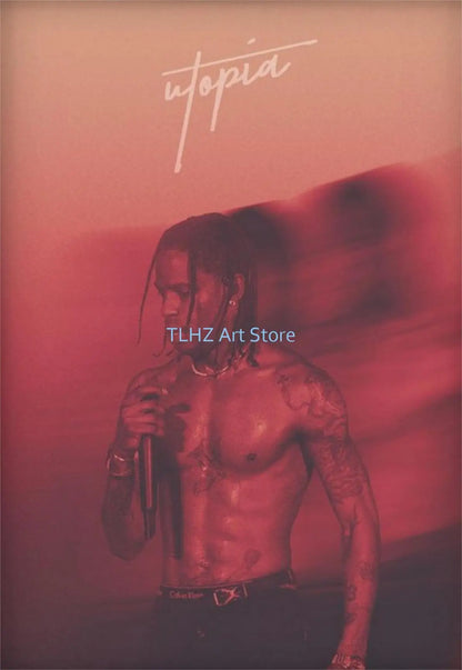 Travis-Scott Music Album Cover Canvas Printing Wall Art Singer Rapper Star Posters and Prints Picture for Living Room Decor Gift - Travis Scott Merchandise - Free Shipping Buy Now