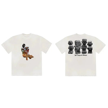 CACTUS JACK Short Sleeve T-shirt Loose Casual Crewneck Men Women Top Tees UTOPIA T Shirt - Travis Scott Merchandise - Free Shipping Buy Now